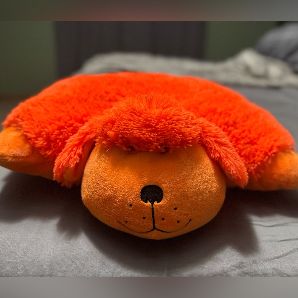 Pillow Pets Orange Neon Neonz Dog 16" Plush Shaggy Puppy 2012